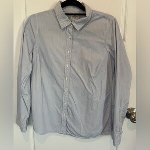 J. CREW Haberdashery Button Down Shirt women Size Medium Striped White Blue